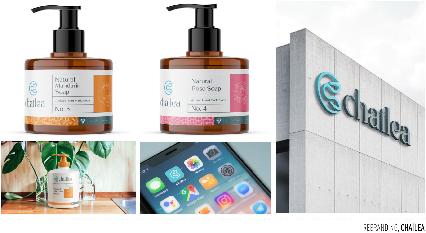 Chailea projesi için rebranding çalışmasını gösteren portfolyo görseli