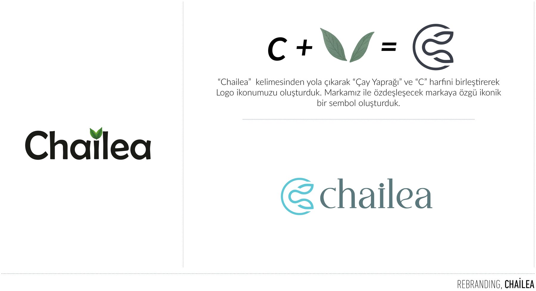 Chailea projesi için rebranding çalışmasını gösteren portfolyo görseli