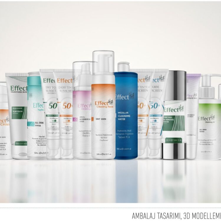 Effectha projesi için ambalaj ve kurumsal kimlik çalışmasını gösteren portfolyo görseli