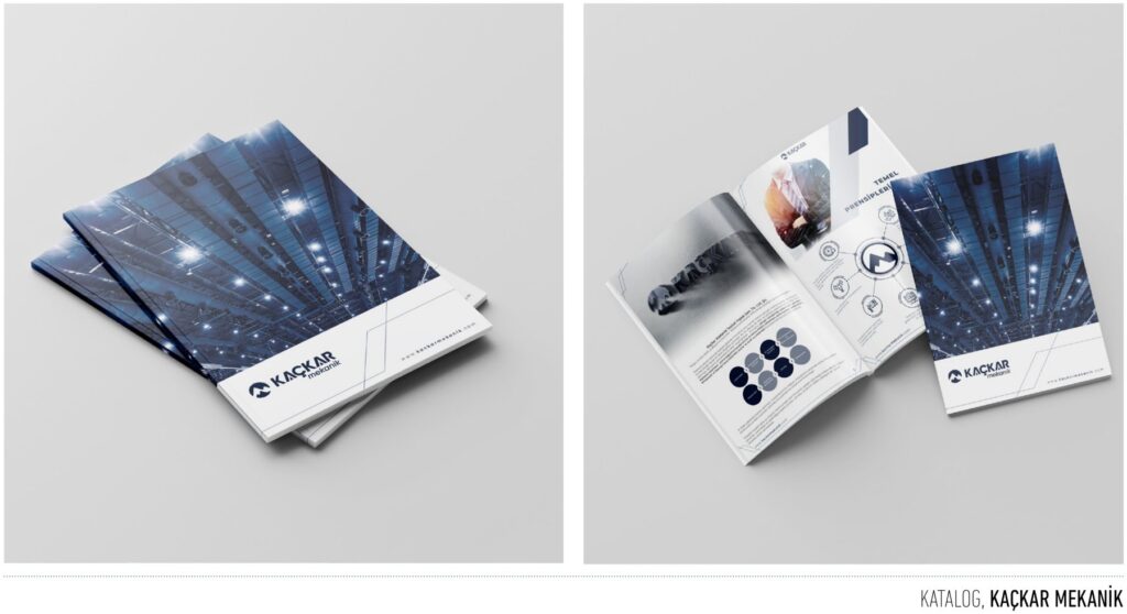 Kaçkar Mekanik projesi için logo ve katalog çalışmasını gösteren portfolyo görseli