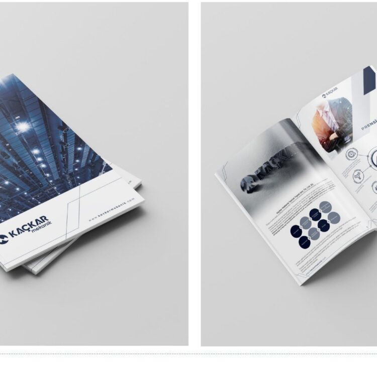 Kaçkar Mekanik projesi için logo ve katalog çalışmasını gösteren portfolyo görseli