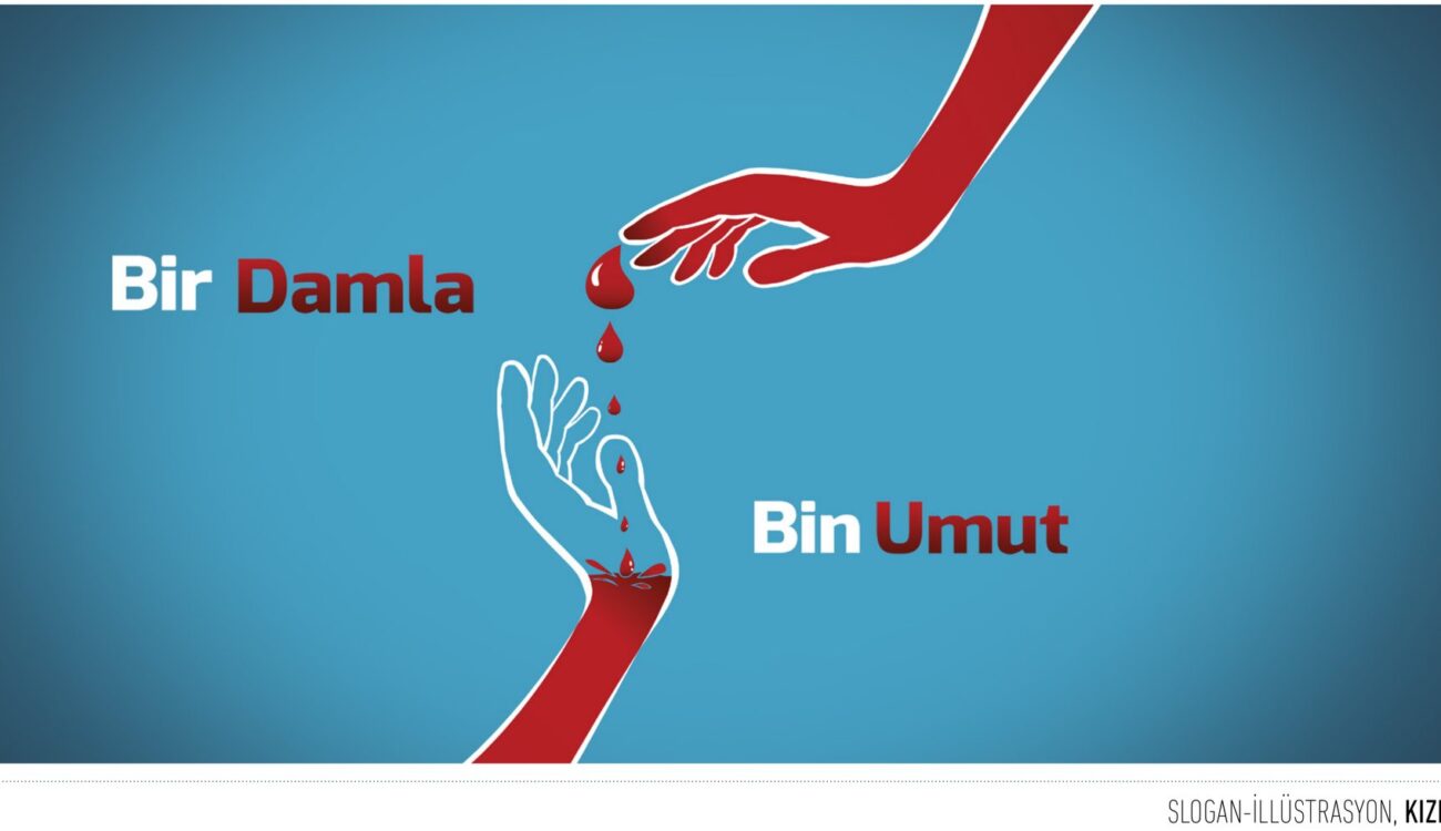 Kızılay projesi için slogan ve illüstrasyon çalışmasını gösteren portfolyo görseli