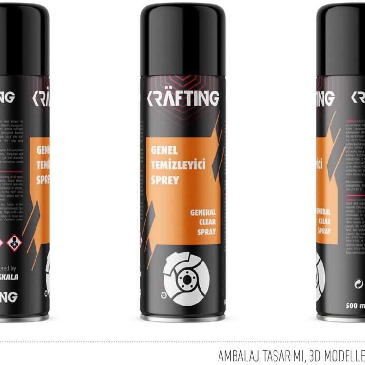 Krafting projesi için ambalaj ve 3D modelleme çalışmasını gösteren portfolyo görseli