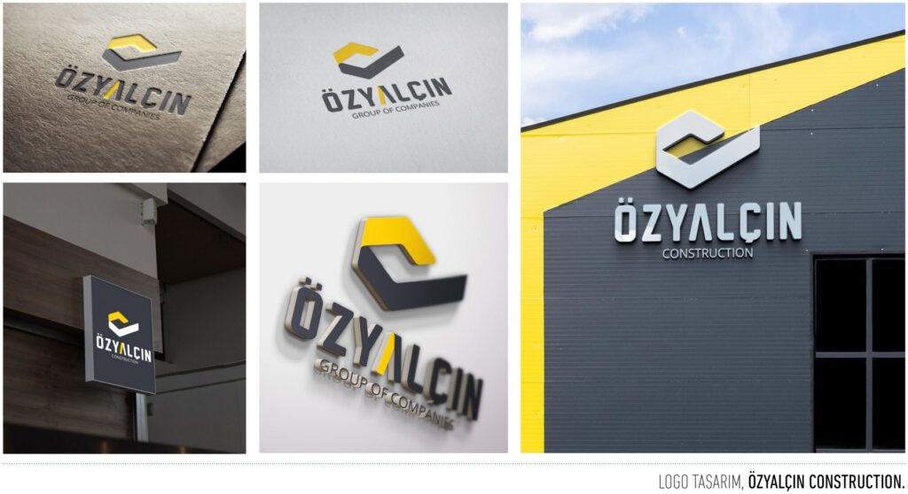 Özyalçın Construction projesi için logo tasarımını gösteren portfolyo görseli