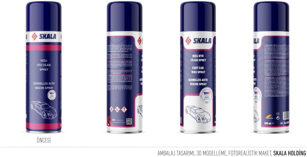 Skala Holding projesi için ambalaj ve araç giydirme çalışmasını gösteren portfolyo görseli