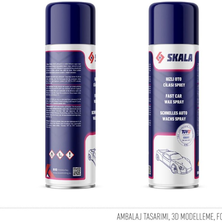 Skala Holding projesi için ambalaj ve araç giydirme çalışmasını gösteren portfolyo görseli